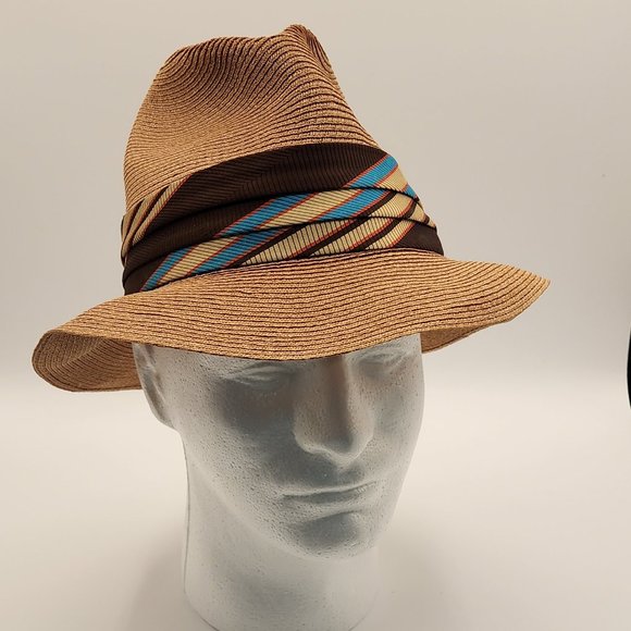 VTG Royal Stetson Fine Straw Hat Pinch Front Fedora Long Oval Made in Canada - Picture 1 of 13
